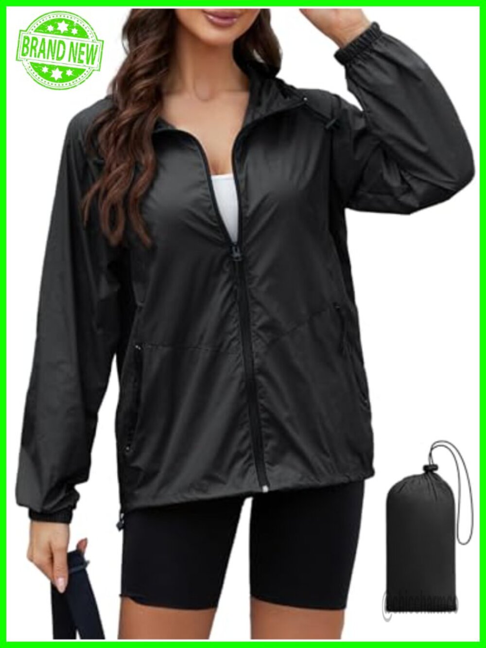 PITINAN Womens Lightweight Packable Rain Jacket Hooded Waterproof Windbreaker